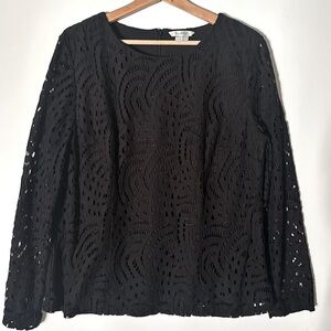 Boden Black Eyelet Top Size 12